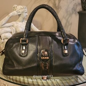 L.A.M.B. by Gwen Stefani Leather Satchel Woven Handles Designer Luxury  Bag #742